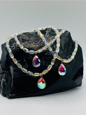 *ANKLET* AB Clear Teardrop with AB Clear Stretchy Anklet